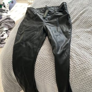 blank leather pant with button fly